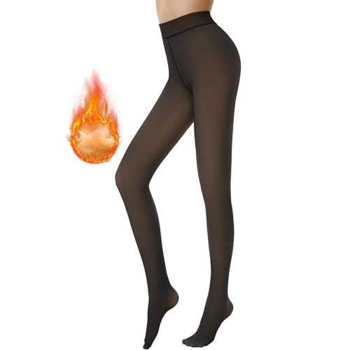 AMIYOYO Fleece Lined Tights Women Thermal Tights Fake Translucent Pantyhose High Waisted Leggings Ladies Stretch Sheer Thick Winter Warm Stocking | Amazon (UK)