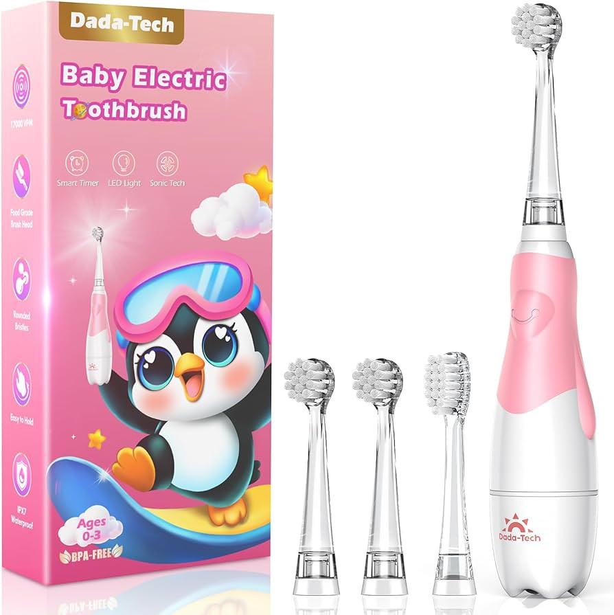 Toddler Electric Toothbrush Kids Age 1-2-3 Years Old, Baby Electric Toothbrush with LED Light 2 M... | Amazon (US)