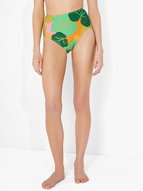 cucumber floral high-waist bikini bottom | Kate Spade (US)