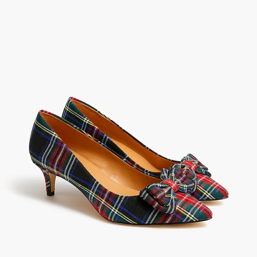 Esme tartan kitten heels with bow | J.Crew Factory