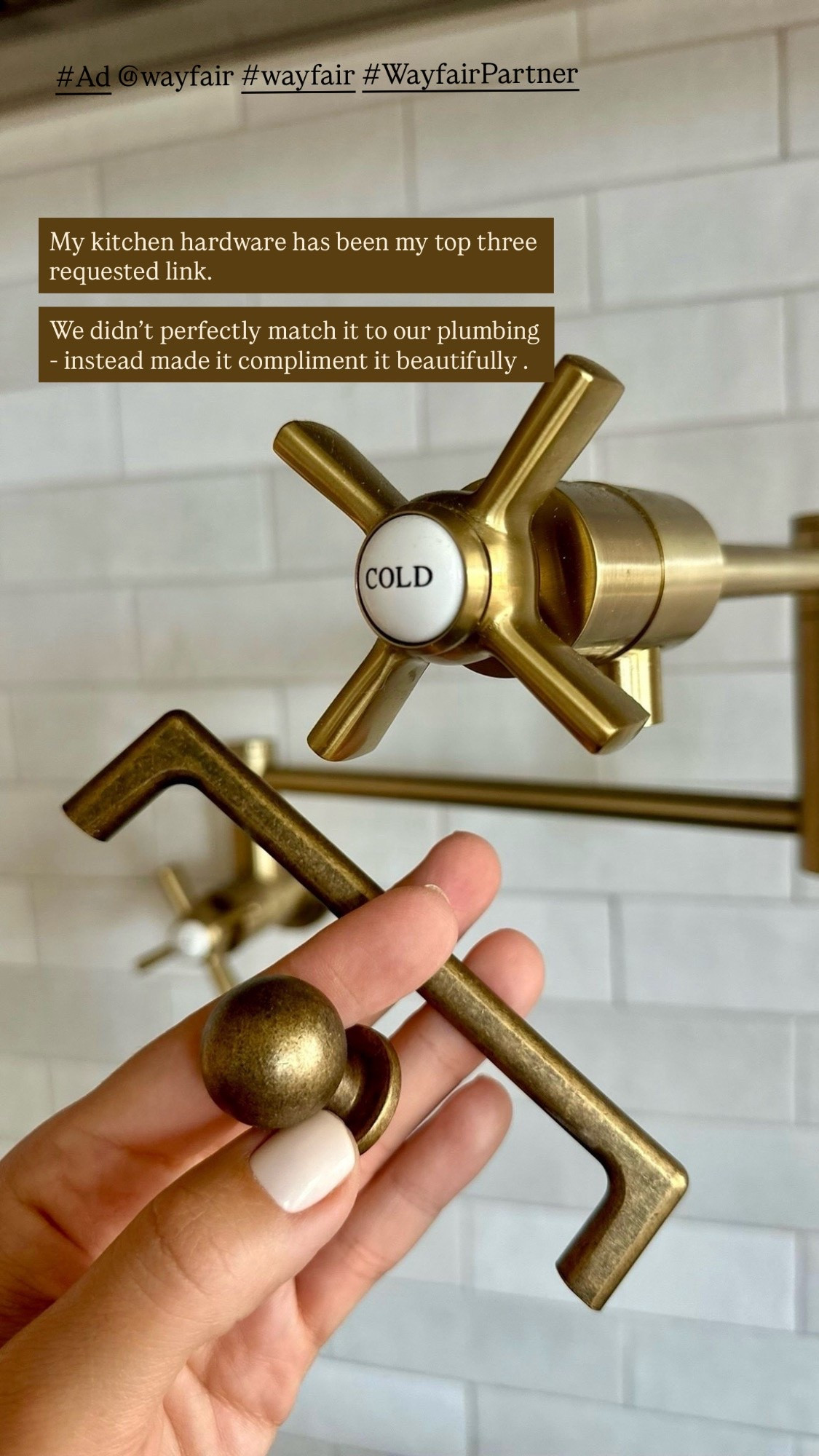 #Ad These brass kitchen details are one of my favorite parts of our kitchen. I love how the vintage-inspired shapes add warmth and character while still keeping everything polished, timeless, and elevated. High-quality details like these can make such a difference—and you know I love them even more when I can find them during a good sale. 🤎

Both our brushed brass pot filler and antique brass cabinet hardware can be found on @wayfair and are linked here for you!

Wayfair’s Labor Day Clearance is happening now through September 7 with up to 70% off, plus free and easy delivery over $35.

@wayfair #wayfair #WayfairPartner #LTKU #LTKSaleAlert #LTKHome