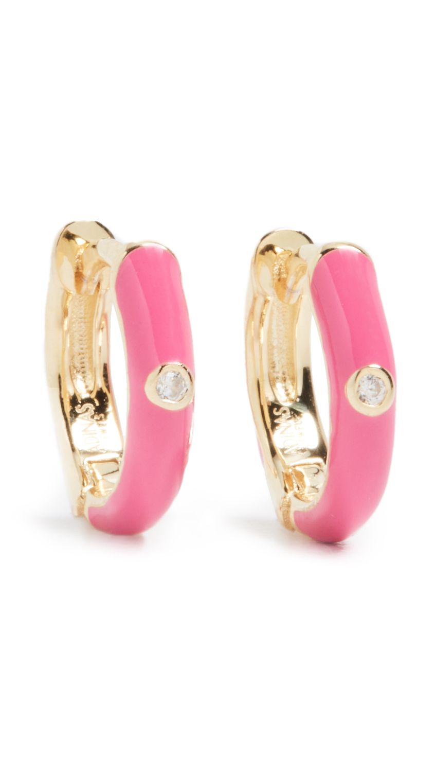 Enamel Colored Huggie Earrings | Shopbop