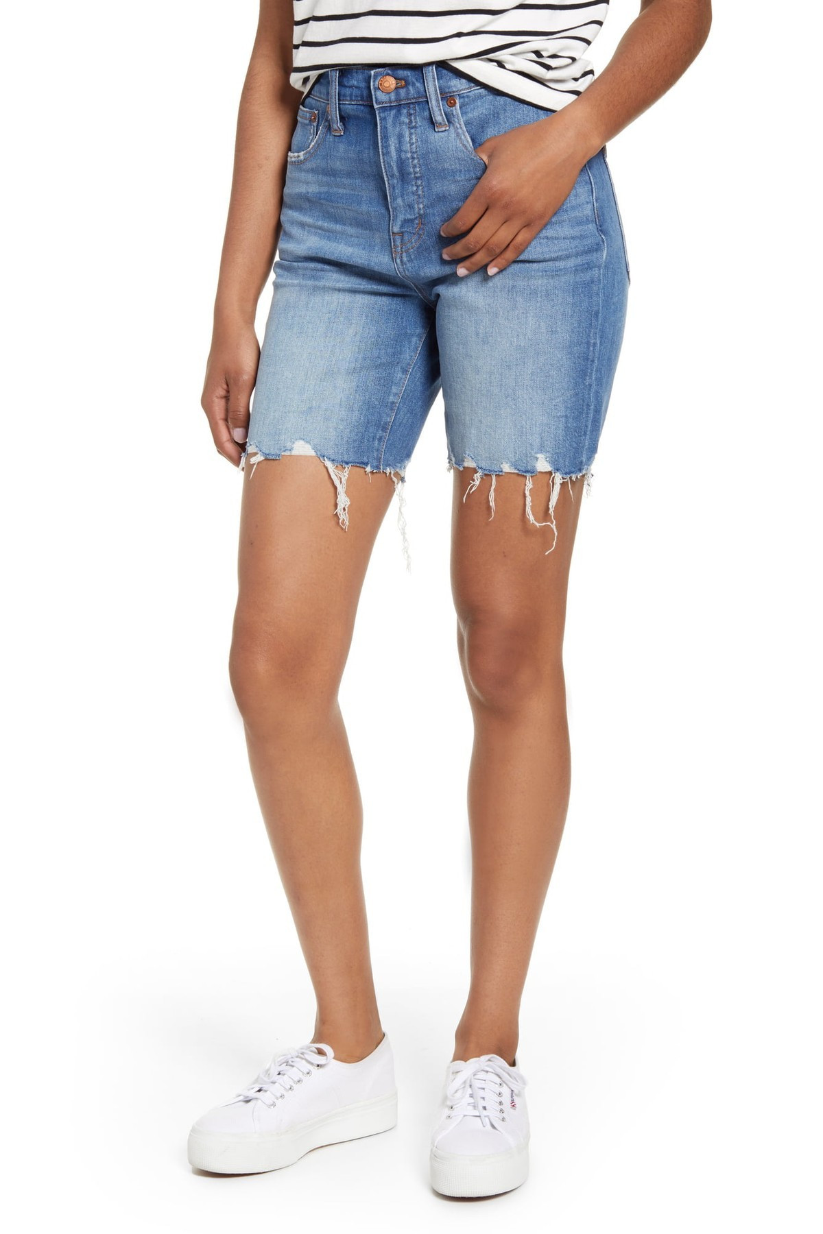 High Waist Mid Length Denim Bermuda Shorts | Nordstrom Rack