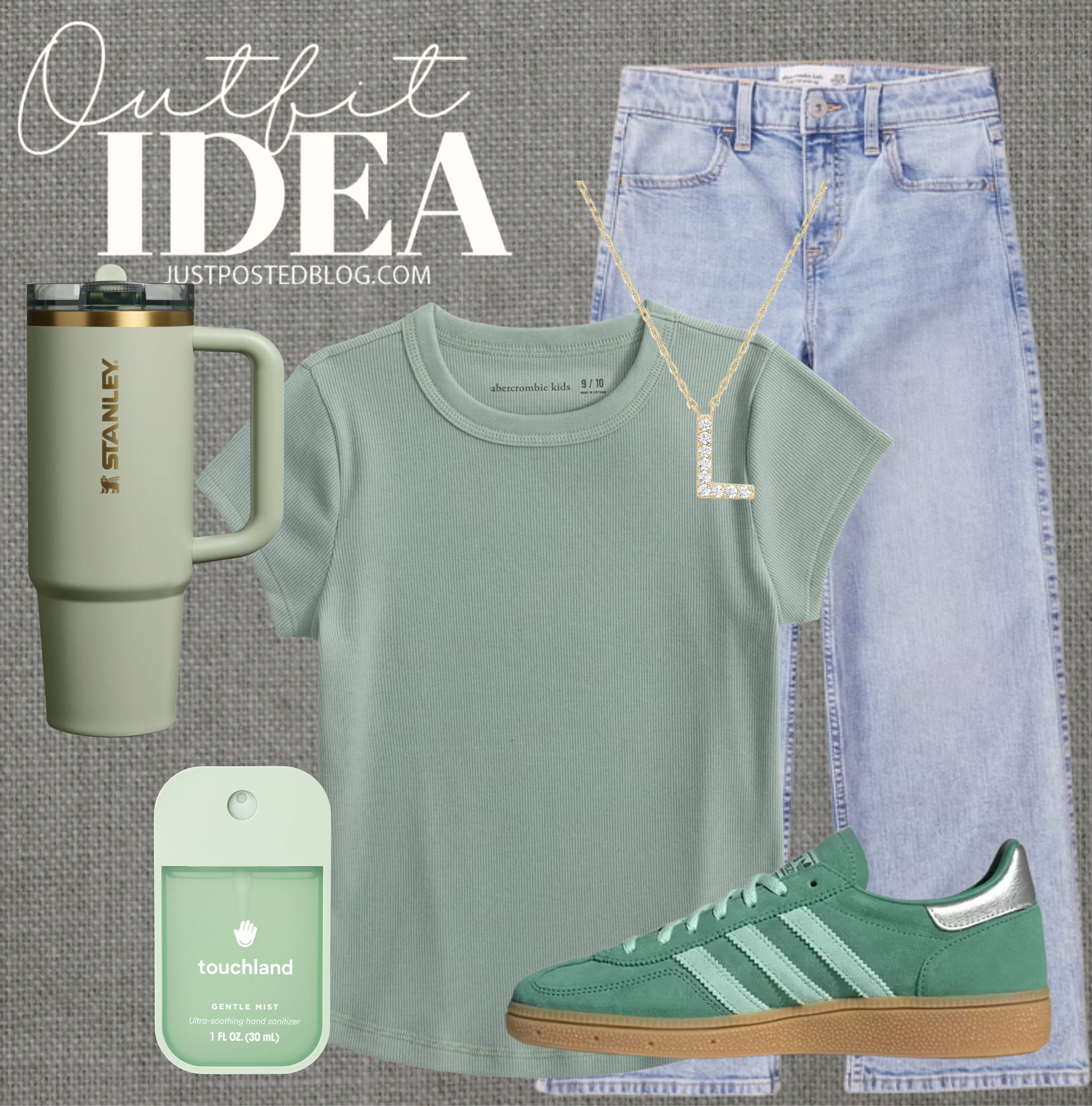 That color of green is so pretty!! This would be such a cute outfit for tweens and teens!! 

 