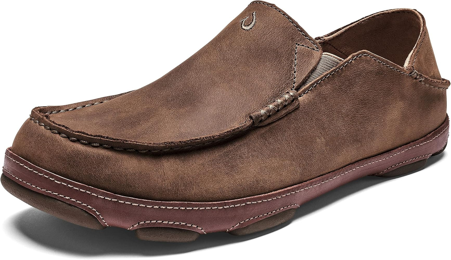 OLUKAI Moloa Men's Leather Slip On Shoes, Waxed Nubuck Leather & Soft Moisture-Wicking Lining, Dr... | Amazon (US)