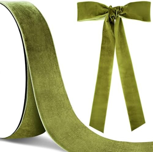 25 Yards Cream White Velvet Ribbon 2 Inch Vintage Fabric Christmas Ribbon Gift Wrapping for Chris... | Amazon (US)