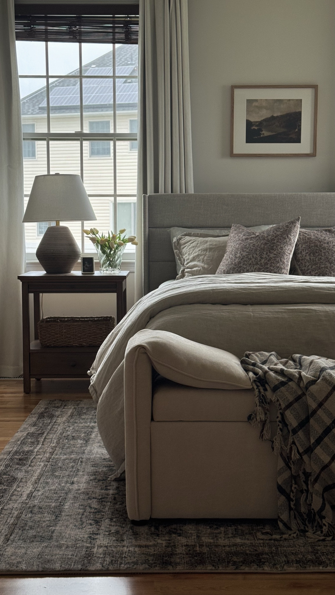 Bedroom decor, bed throw pillows, amazon curtains, bedding, bedroom rug, nightstand decor, nightstand lamp, neutral bedroom, bed bench

#LTKHome