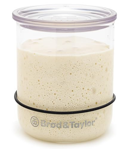 Brod & Taylor Small Sourdough Starter Jar (12oz) Less Discard Waste, 100% Dishwasher Safe, Measurement Markings, and Height Marker (Durable Glass Jar, BPA-Free) | Amazon (US)