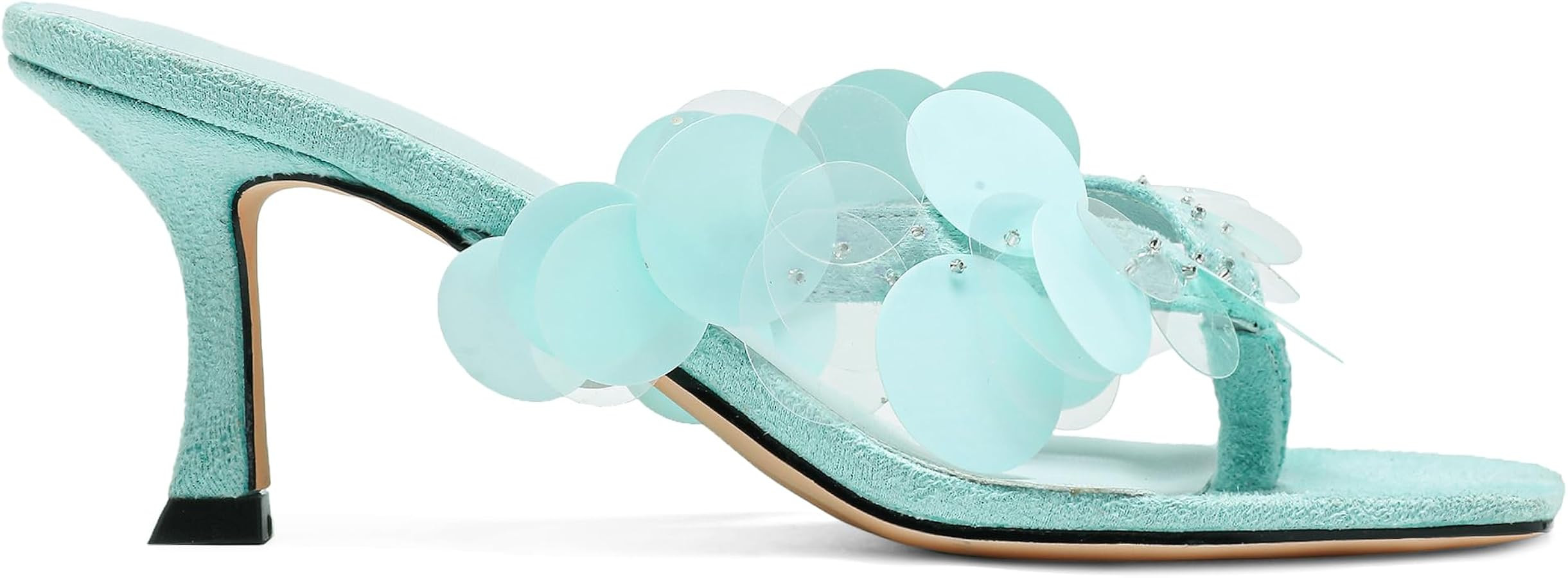 Black Flip Flop Heels Sandals for Women with Plastic Disc Straps Comfortable Slip on Open Toe Kit... | Amazon (US)