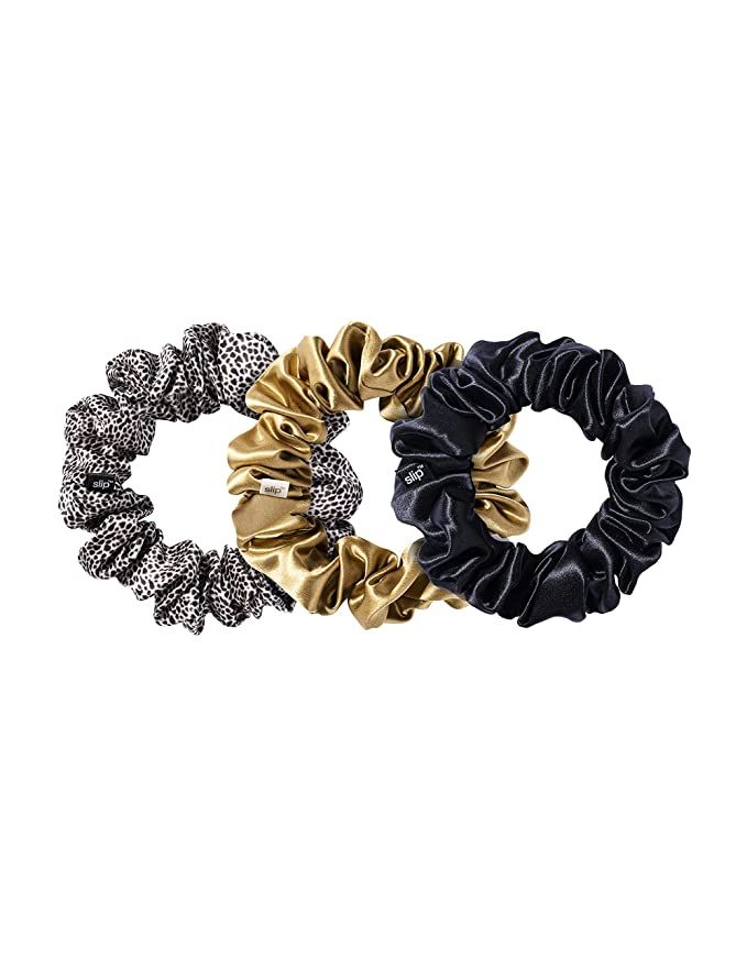 Slip Silk Large Scrunchies in Gold, Black, and Leopard - 100% Pure 22 Momme Mulberry Silk Scrunch... | Amazon (US)