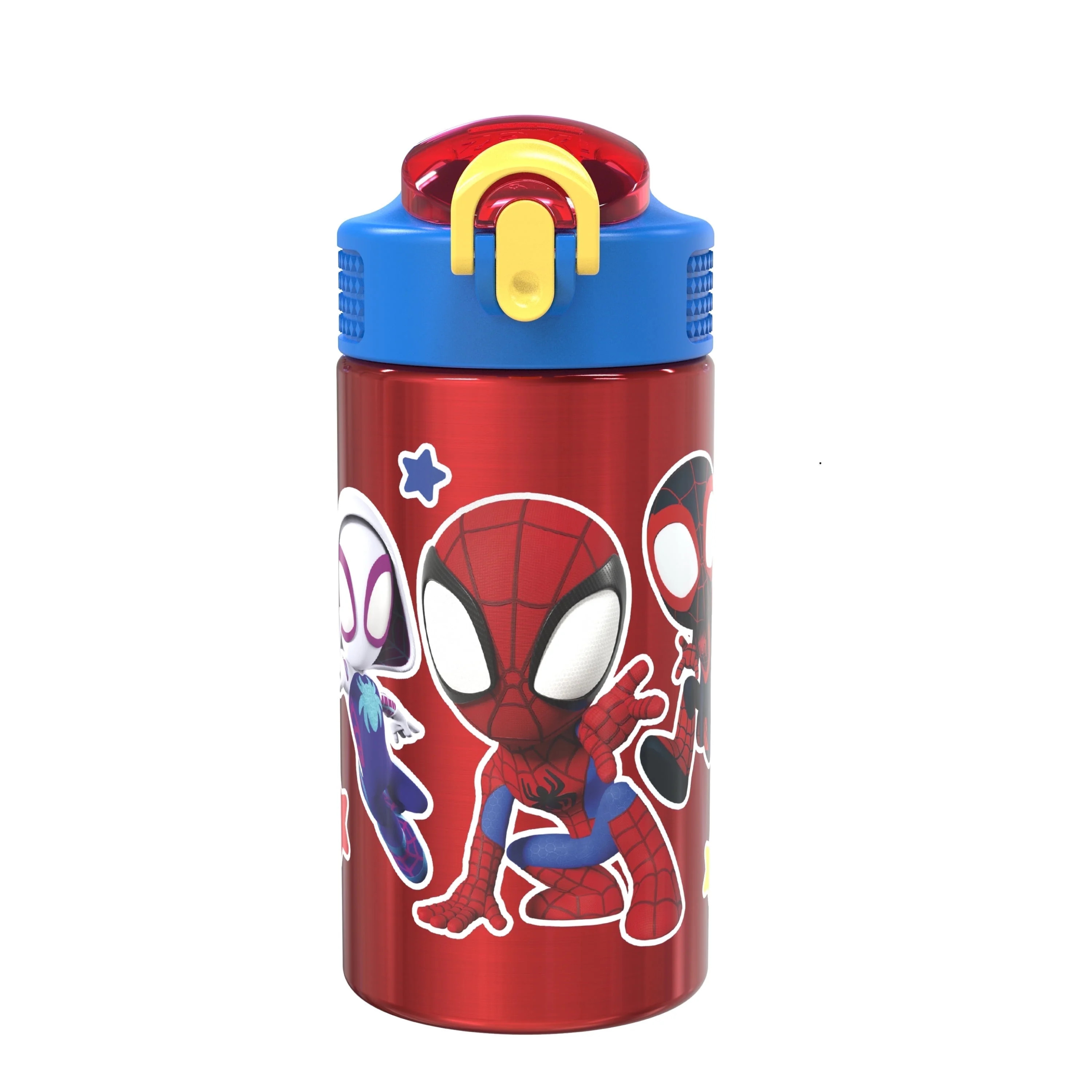 Zak Designs 15.5 oz Kids Water Bottle Stainless Steel with Push-Button Spout and Locking Cover, M... | Walmart (US)