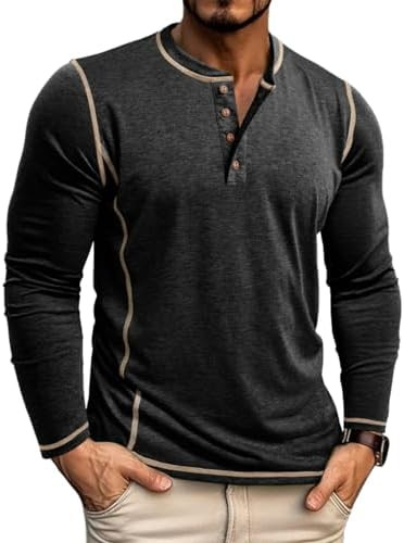 Men's Henley Shirts Long Sleeve Casual Button T-Shirt Lightweight Cotton Pullover Shirts | Amazon (US)