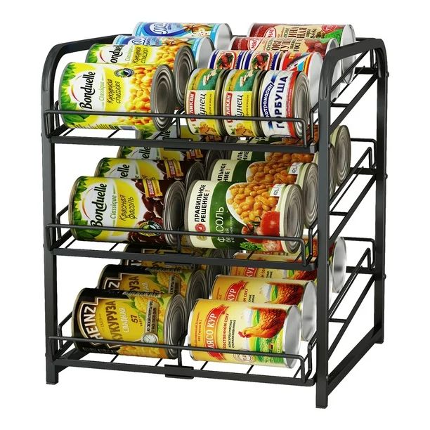 Techvida Can Organizer, 3 Tier Stackable Can Track and Metal Sideboard Organizer Black | Walmart (US)