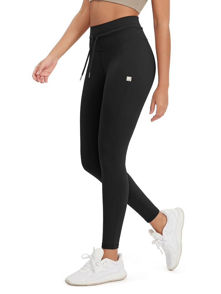 ODODOS Women's Drawstring Tie Daily Leggings 25" / 28" High Waist Workout Yoga Pants | Amazon (US)