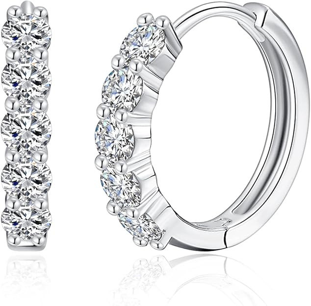 IMOLOVE Huggie Ear Cuffs - Moissanite Stud Earrings, Hypoallergenic Sterling Silver with 18K Whit... | Amazon (US)