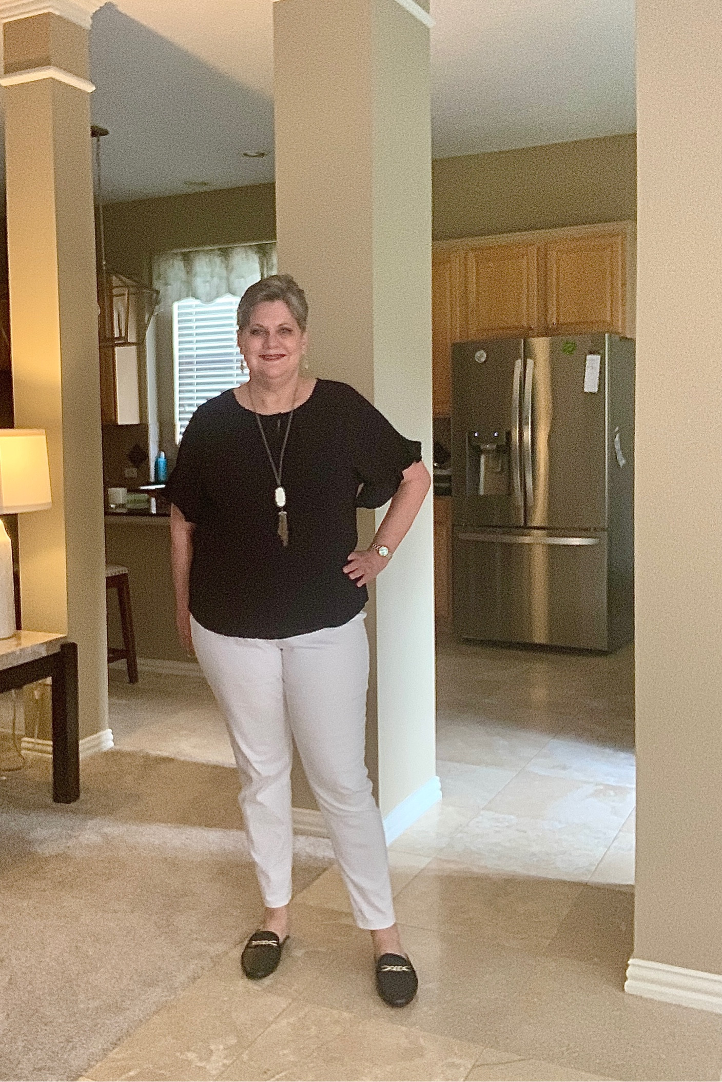
Out to a casual luncheon today.

Love this CeCe Flutter Sleeve Top with white jeans and black mules.

Paired with my Kendra Scott Jewelry.

Top comes in several rich, fall colors.

#LTKSeasonal #LTKmidsize
