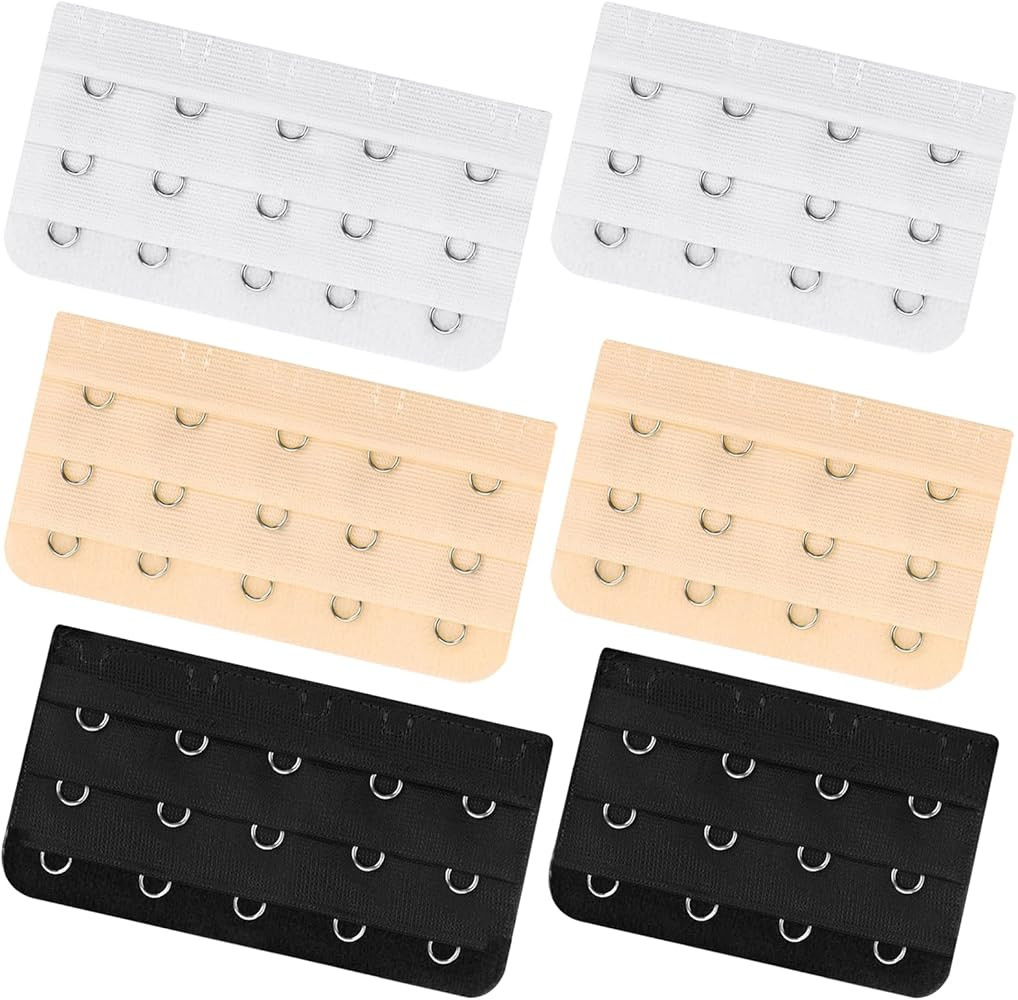 6 Pack Bra Extenders for Women, 3-Row & 4-Hook Adjustable Back Band Extender, Stainless Steel & C... | Amazon (US)