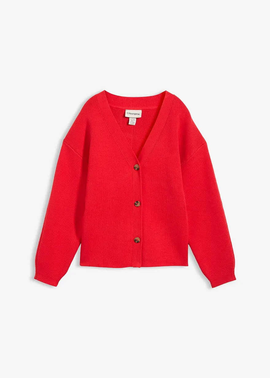 Wundersch\u00f6ne Strickjacke mit ausgestelltem Saum - rot | bonprix | Bonprix DE