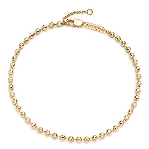 Fettero 14K Gold Bracelet for Women Gold Plated Bracelet Dainty Chain Gold Beaded Bracelet Paperclip/Curb/Figaro/Satellite Chain Adjustable Bracelet Jewelry -Bead A | Amazon (US)