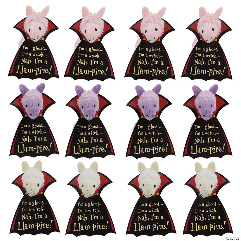 5" Halloween Stuffed Pastel Llamas with Handout Card for 12 | Oriental Trading Company