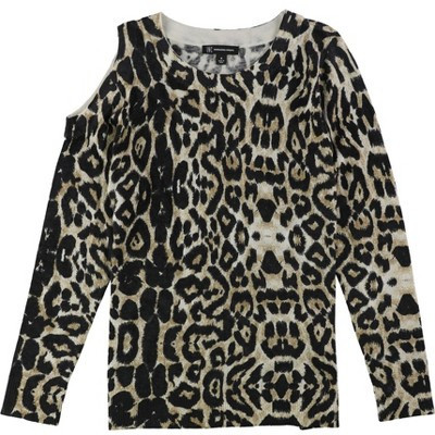 I.N.C International Concepts Womens Cold Shoulder Pullover Sweater, leopard, Small | Target