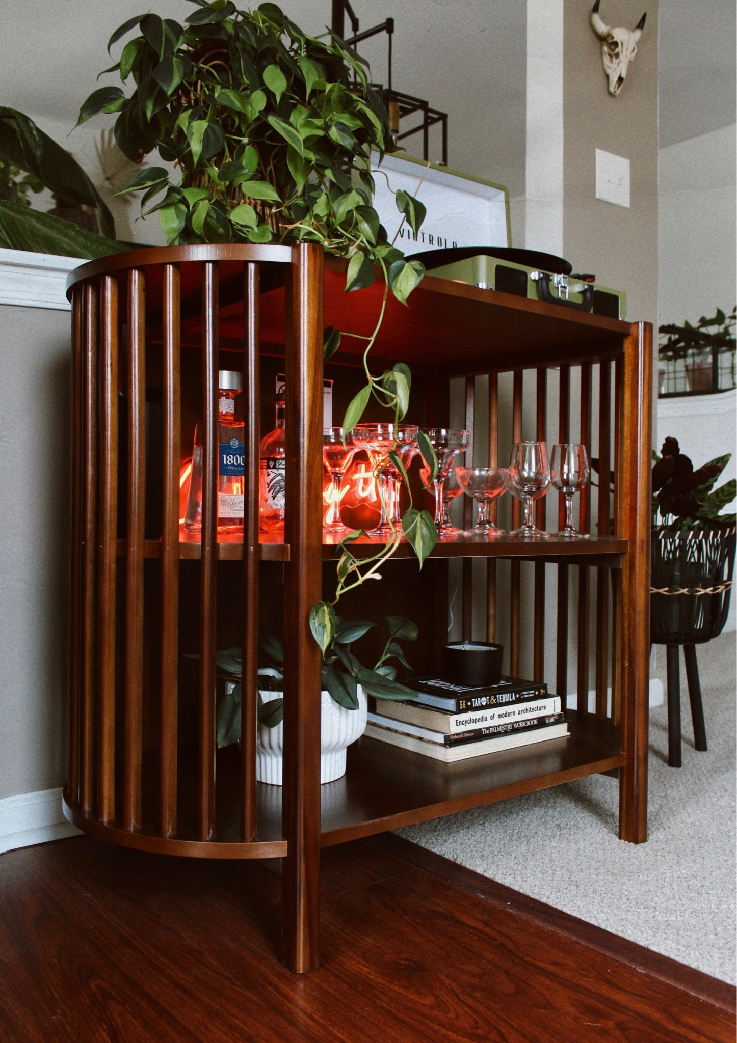 Turned this console table into a mini bar! Just what this space needed. 

#LTKhome #LTKFind