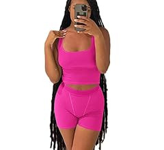 AYWA Casual Workout Sets Two Piece Outfits for Women Ribbed Crop Tank Top High Waist Leggings Act... | Amazon (US)
