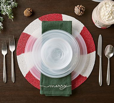Peppermint Handcrafted Beaded Placemats, Set of 4 | Pottery Barn (US)