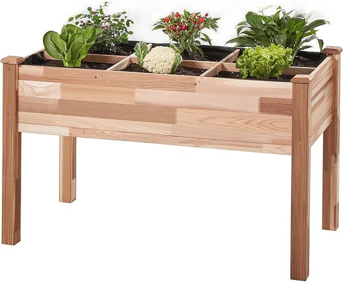 AMERLIFE Raised Garden Bed Cedar 4x2FT- Elevated Wood Planter Box Protective Liner for Herbs Vege... | Amazon (US)