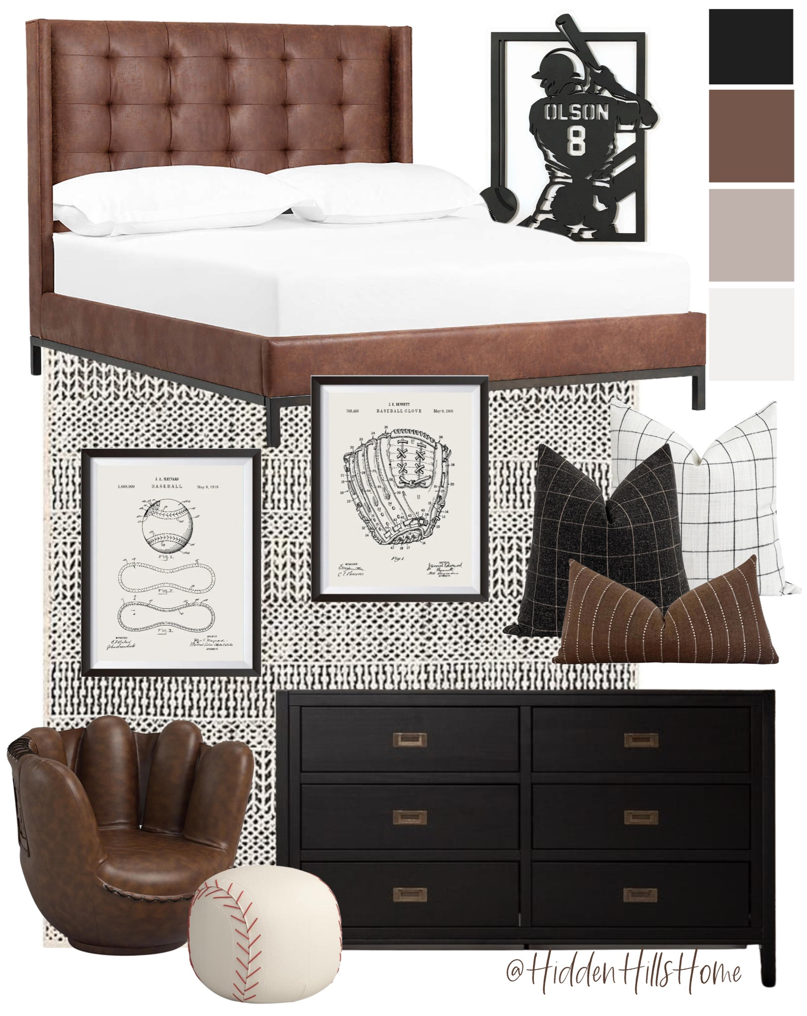 Boys bedroom, baseball bedroom, sports themed bedroom decor, home decor, teen boys room decor ideas, brown and black bedroom #boysbedroom

#LTKkids #LTKhome #LTKsalealert