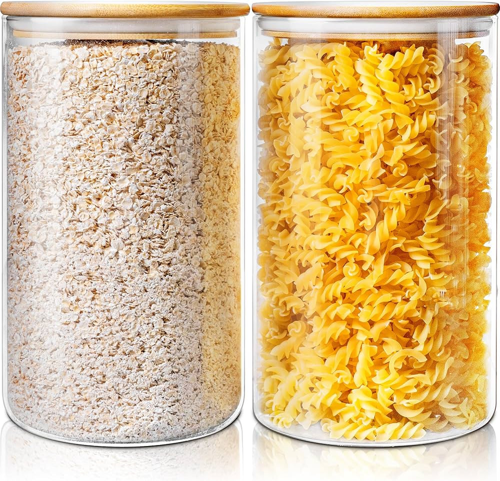 Extra Large Glass Flour and Sugar Storage Containers with Airtight Lids,132 floz x2 [Set of 2] Bi... | Amazon (US)