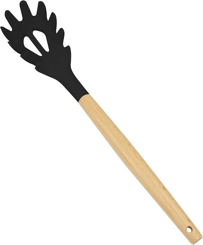 KUFUNG Silicone Pasta Fork (12"), Food Grade Noodle Spoon with Natural Wooden Handle, BPA Free, S... | Amazon (US)