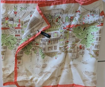J.CREW Paris Scene Pink Green Multi-colored Scarf | eBay US