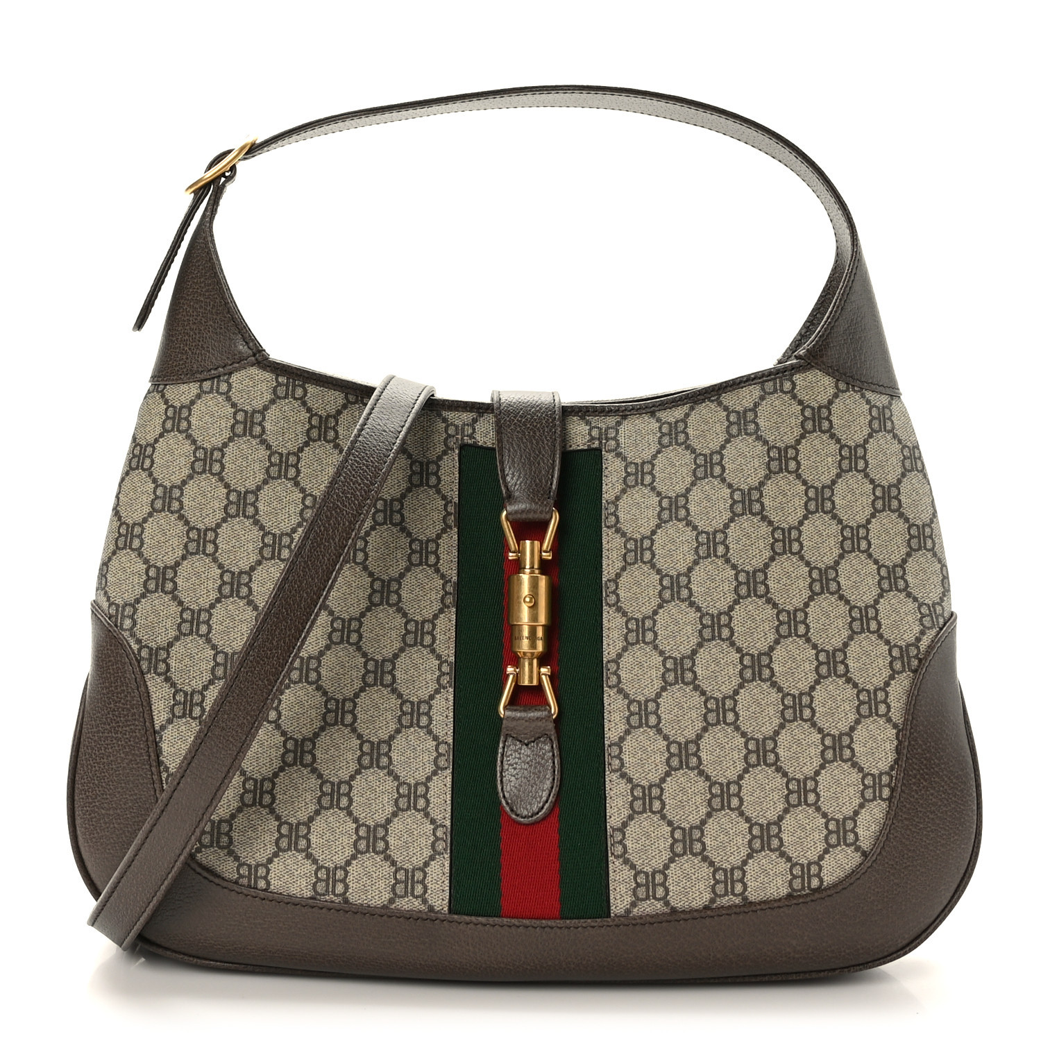 X BB Supreme Monogram Calfskin Web Medium Jackie 1961 Hobo Beige Brown | FASHIONPHILE (US)