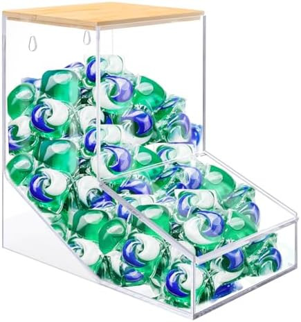 JYPS Laundry Pods Container, Acrylic Dishwasher Pods Holder w/ 2 Lids, Dispenser For Powder, Drye... | Amazon (US)