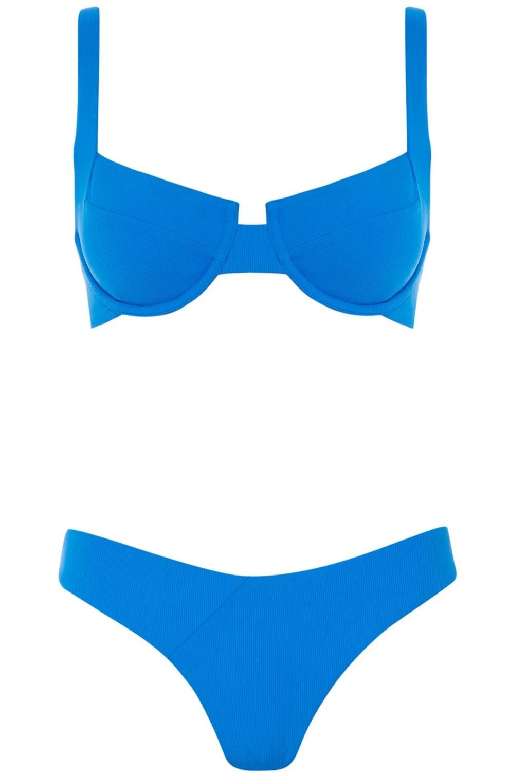 Laguna Bikini Blue Ribbed Set | VETCHY