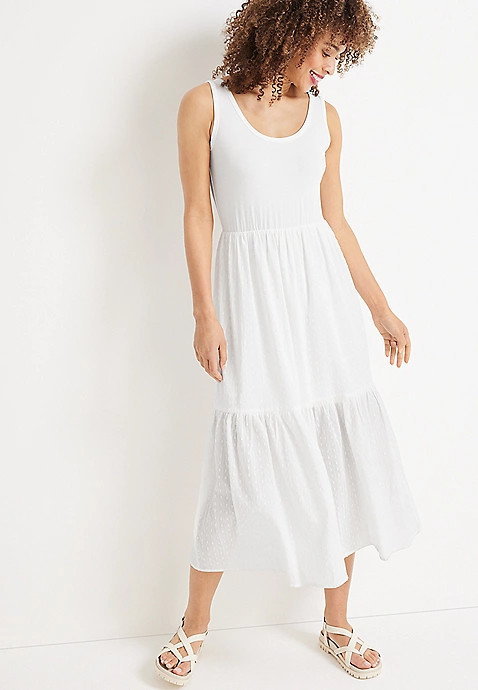 White Swiss Dot Maxi Dress | Maurices