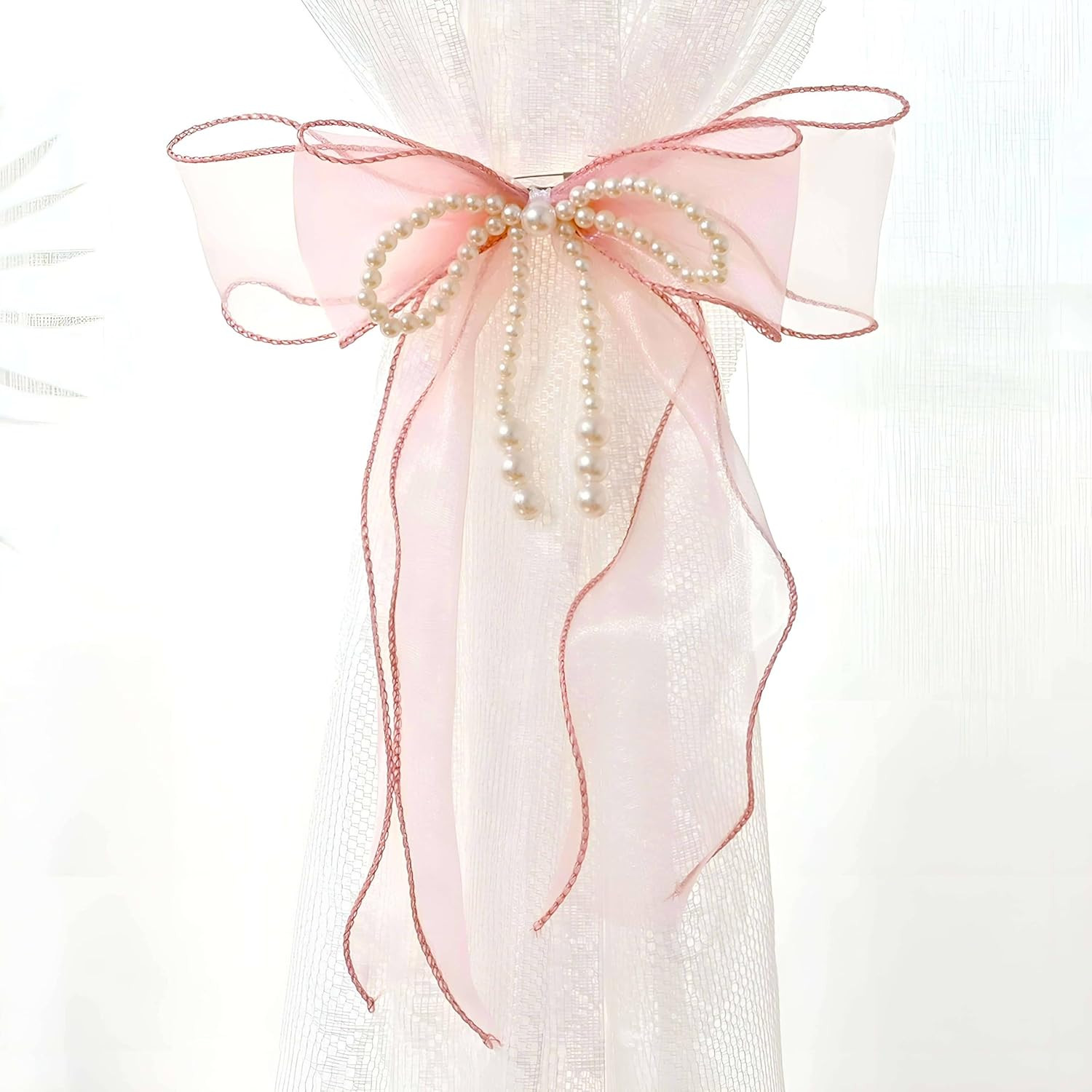 SIELUNO Bow Curtain Tiebacks 2 Pcs,Butterfly Curtain Ties with Pearls,Bowknot Curtain Ties for Ho... | Amazon (US)