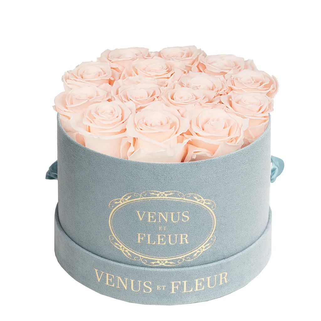 Small Round - Dusty Blue Suede with Eternity Roses | Venus ET Fleur