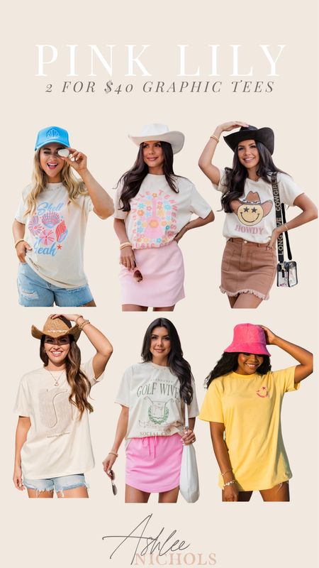 Pink lily has 2 for $40 graphic tees! Found some fun graphic tees for the summer! Would look so cute with some denim shorts and boots!

Pink lily, graphic tees, summer style, pink lily graphic tee, summer outfits, howdy graphic tee

#LTKsalealert #LTKfindsunder100 #LTKstyletip