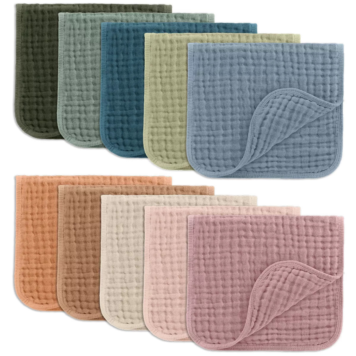 Muslin Burp Cloths Large 100% Cotton by Comfy Cubs - Multicolor, Pack of 10 | Target