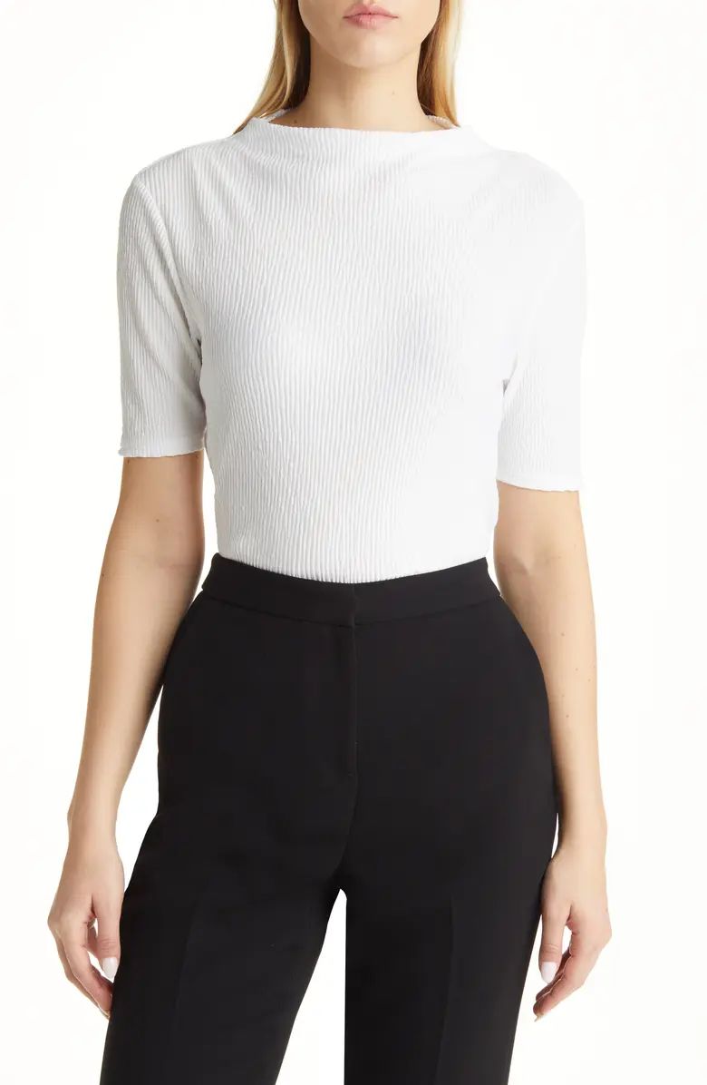 Plissé Smocked Funnel Neck Top | Nordstrom