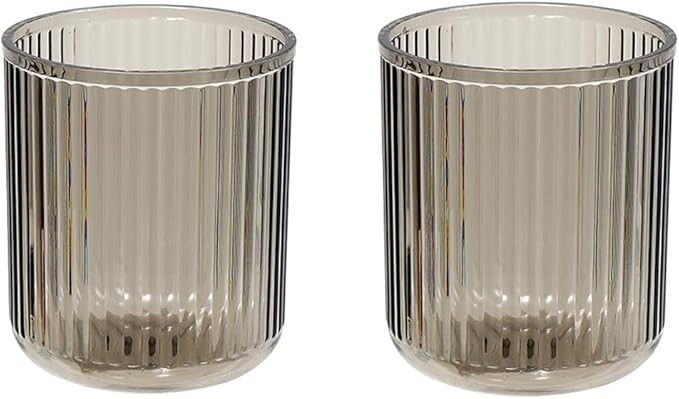 Bathroom Tumbler 2 Pieces ，Unbreakable Toothbrush Cup，Dishwasher Safe Drinking Cup (Gray & Gr... | Amazon (US)