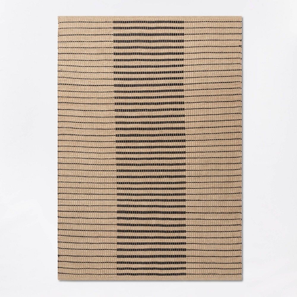 5'x7' Reseda Hand Woven Striped Jute Cotton Area Rug Black - Threshold designed with Studio McGee | Target