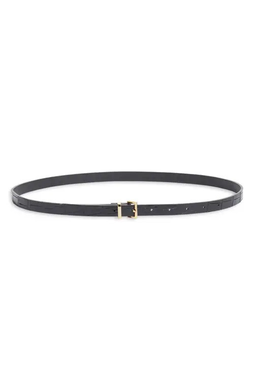FRAME The Petite Croc Embossed Leather Belt in Black at Nordstrom, Size Large | Nordstrom