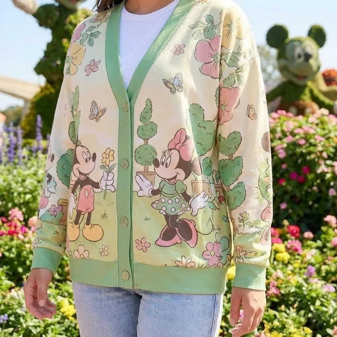Mickey Minnie Floral Cardigan, Disney Garden Sweater, Cute Spring Disney Outfit, Pastel Mickey Mi... | Etsy (US)