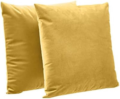 Amazon Basics 2-Pack Velvet Fleece Decorative Throw Pillows - 18" Square, Mustard Yellow | Amazon (US)
