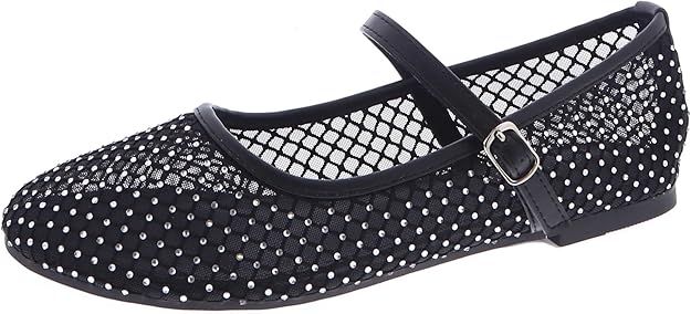 TruFox Women's Mesh Ballet Flats Buckle Strap Comfortable Ballerina Shoes Flats | Amazon (US)