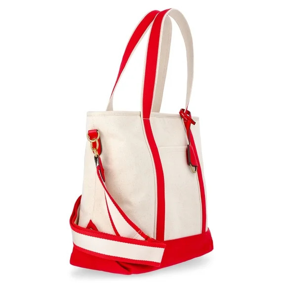 Free Assembly Women's Medium Canvas Tote, Natural/Red Star - Walmart.com | Walmart (US)