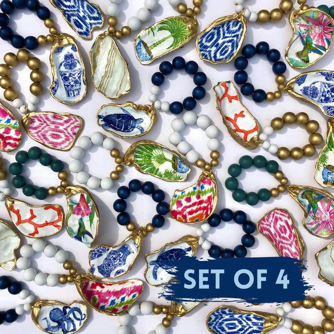 Oyster Shell Napkin Rings (Set of 4) | Etsy (US)